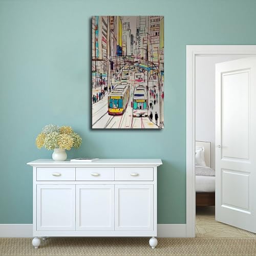 Impression sur toile de tramway BNCEDJK 40x60 cm pour déco salon