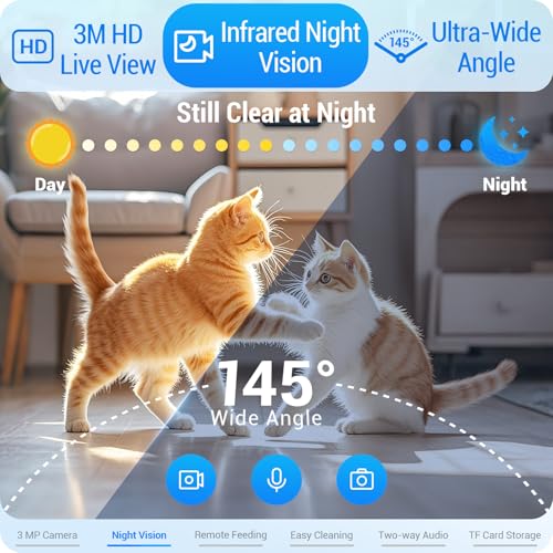 Automatic Cat Feeder with 2K Camera: 5G WiFi Automatic Dog Feeder with Night Vision,Cat Food Dispenser with 7L Large Food Storage Container for Multiple Pet,Detachable for Easy Clean -29 Cup - Image 4