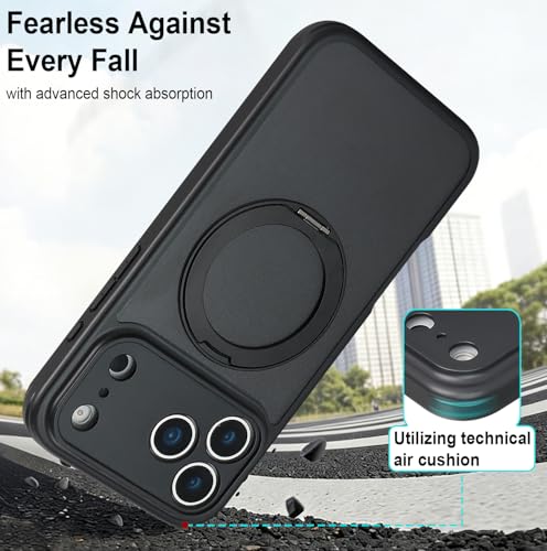 Image of for iPhone 17 Pro Max Case Compatible with MagSafe Full-Body Magnetic Phone Case with Built-in Tempered Glass Screen Protector& Stand for iPhone17 Pro Max Cover, Black