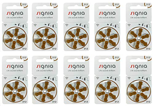 Image of Signia Long-Lasting Hearing Aid Batteries - Enhanced Sound for Everyday Comfort Size 312-Hearstore.in, (Pack of 60 Batteries)