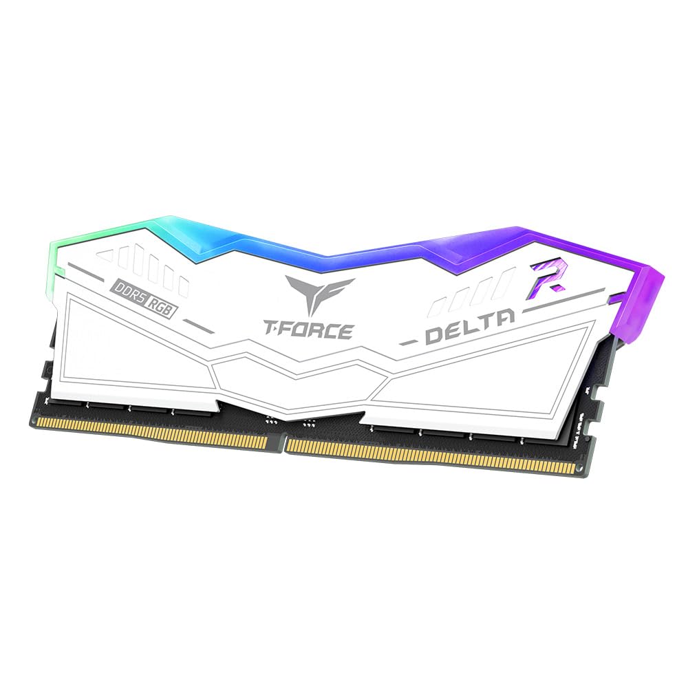 Team Group T-Force DELTA RGB DDR5 RAM, 6000 MHz, 32 GB (2 x 16 GB), CL30, memoria de escritorio con iluminación RGB, refrigeración PMIC, overclocking con un solo clic (negro)