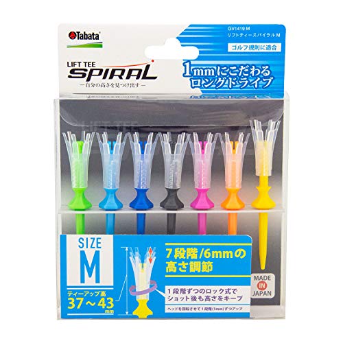 Tabata ティー リフトティー ゴルフ ティー 段 プラスチックティー 段付き リフトティースパイラル Mサイズ 37~43mm 7本入 GV1419 M