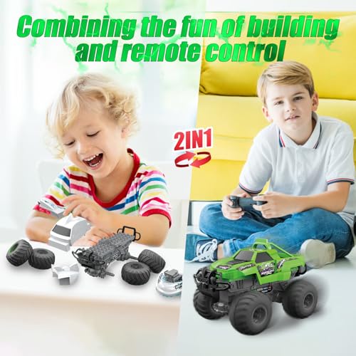 MOJINO Control Remoto Coche Niños 3 4 5 6 7 8 Technic Stem Bloques De Construcción Juguetes Regalos para Niñas De Años 2 En 1 Modelo RC Juguete Coche De Carreras