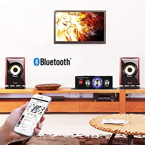 Mini Bluetooth Audio Component Amplifiers 100W Dual Channel Stereo Amplifier Home Speaker for Smart Phone, iPhone, iPad and Computer Receiver Pairing.(Power Adapter is not Included)