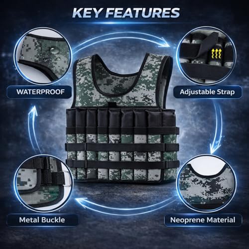 Image of Weighted Vests 5Kg Fits Upto M-XXL Adjustable for men running with 16 Iron Sand Bags Women Body Weighted Training Vest Jacket Gym Workout Fitness Vest Used as 2kg to 5kg For Cross Fit (Green)