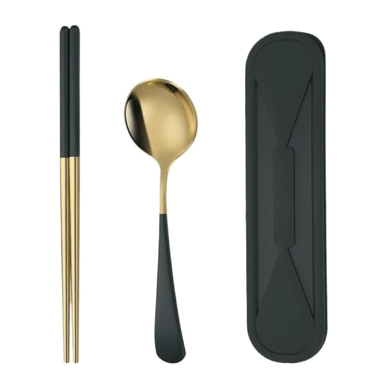 Rieort Ensemble de Couverts en Acier Inoxydable 304, 3 pièces, Fourchette cuillère avec boîte de Rangement, Ensemble de Couverts, Couteaux de Table, Service d'argenterie pour Dessert de Cuisine