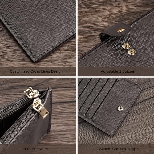 Image of Travelambo RFID Wallet Women Large Size Bifold Multi Card Wallet Case with Zipper Pocke Credit Card Holder for Women