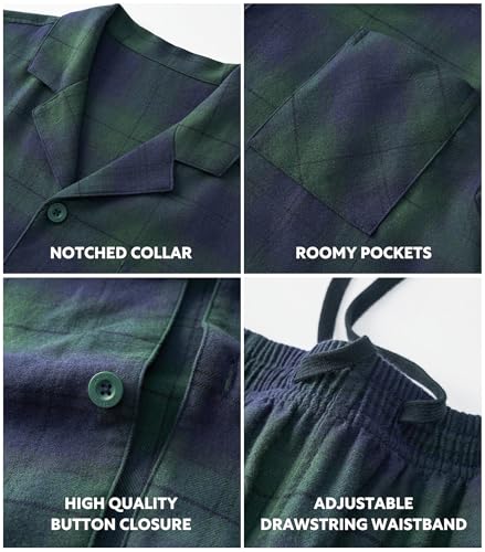 Image of DAVID ARCHY Men's Pajamas Set Flannel Pjs Sets Cotton Pajamas for Men | Ultra-Soft Loungewear Sets, Classic Plaid Sleepwear for Winter, Lounge Set with Roomy Pockets, Pijamas para Hombres