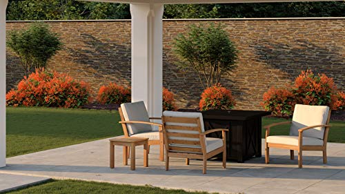 Patio Sense 63342 Lio Wooden Armchair With Cushions Modern & Contemporary Lounge Chair Patio Living Room Study Garden & Outdoors Soft & Comfortable Low Maintenance - Brown & White #TOP5