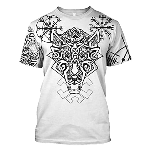 Män Vikingakläder Set, 3D -utskrift Nordisk mytologi Celtic Dragon Tattoo Graphic, Casual Sport Streetwear,T shirt,XXL