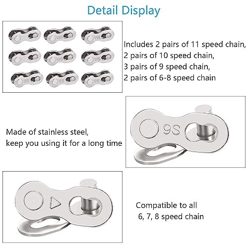 Ezweiji Kettenschloss 9 Fach, 5 Paar Hochwertige Fahrradketten Magic Schnellspanner Kettenglied Für 9 Speed (9 Geschwindigkeit