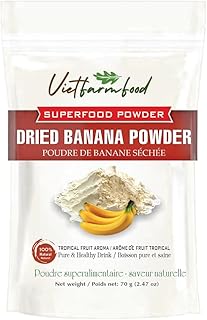 BANANA POWDER 2.47 oz (70g) VIETFARMFOOD: Pure freeze-dried fruit powder, made from real fruit with no added sugar - Perfect for daily nutrition to keep your body full of vitality.