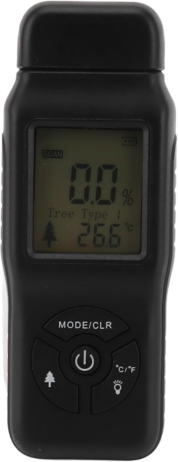 Digital Wood Meter, Highly Accurate Portable Wood Humidity Tester for Firewood, Building Material and Paper, ABS Construction with Digital Display for Easy Reading