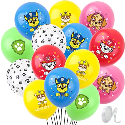 Luftballons Geburtstag Deko Set, Birthday Party Decorations, 30Stück P-aw Dog Latexballon Cover