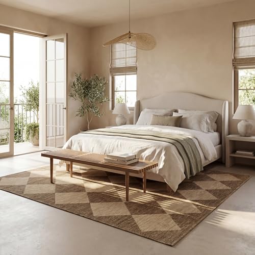 Image of nuLOOM Sabina Brown Trellis Power Loomed Indoor /Outdoor Area Rug, 7' x 9'