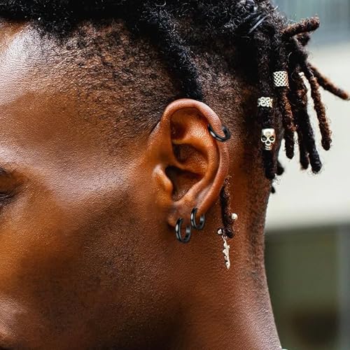 Jstyle 3Pairs Stainless Steel Mens Womens Hoop Earrings Huggie Ear Piercings Hypoallergenic 12/16/20mm3