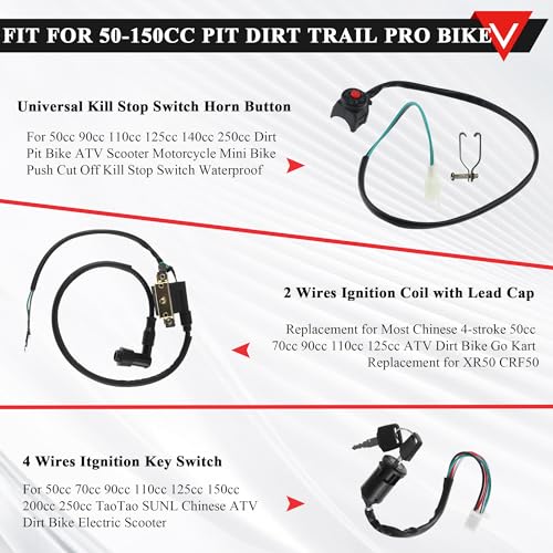 Image of PRO BAT Lifan Complete Kick Starter Engine Wiring Harness Loom with A7TJC Spark Plug Coil Magneto for 70cc 110cc 125cc 140cc 150cc Pit Dirt Trail Pro Bike X50 CRF50