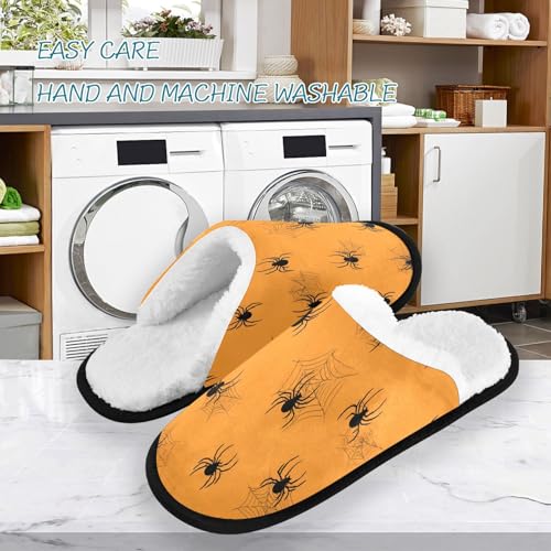 Spiders Cartoon Yellow Slippers For Women Men Soft Memory Foam Non-Slip Halloween Winter Indoor House Shoes Travel Slipper3