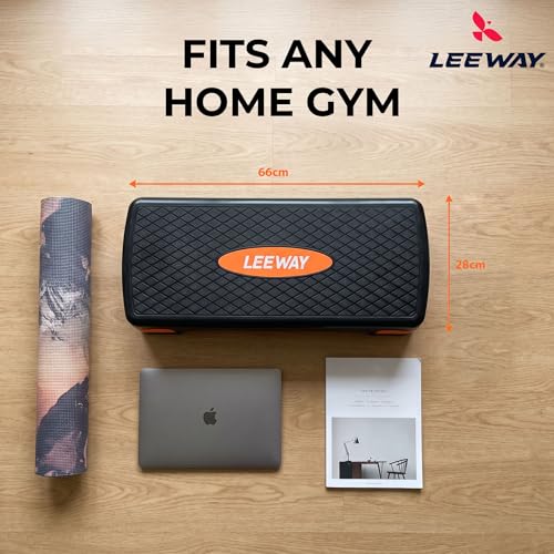 Image of Leeway Stepper for Exercise at Home | 2-Level Adjustable Aerobic Step Platform | Non-Slip Step Board for Cardio | Mini Gym Stepper for Weight & Fitness Workout Cardio | Gym Stool