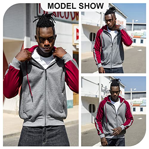 Image of MANTORS Mens Fleece Jackets Contrast Hoodies Lightweight Sweatshirt Color Block Jacket Coats