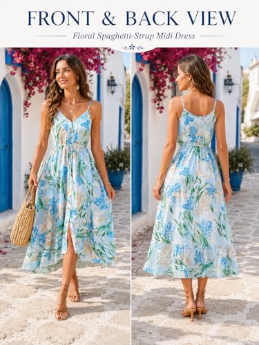 Image of BROVAVE Women's 2026 Summer Casual Boho Sundress Spaghetti Strap Midi Dress