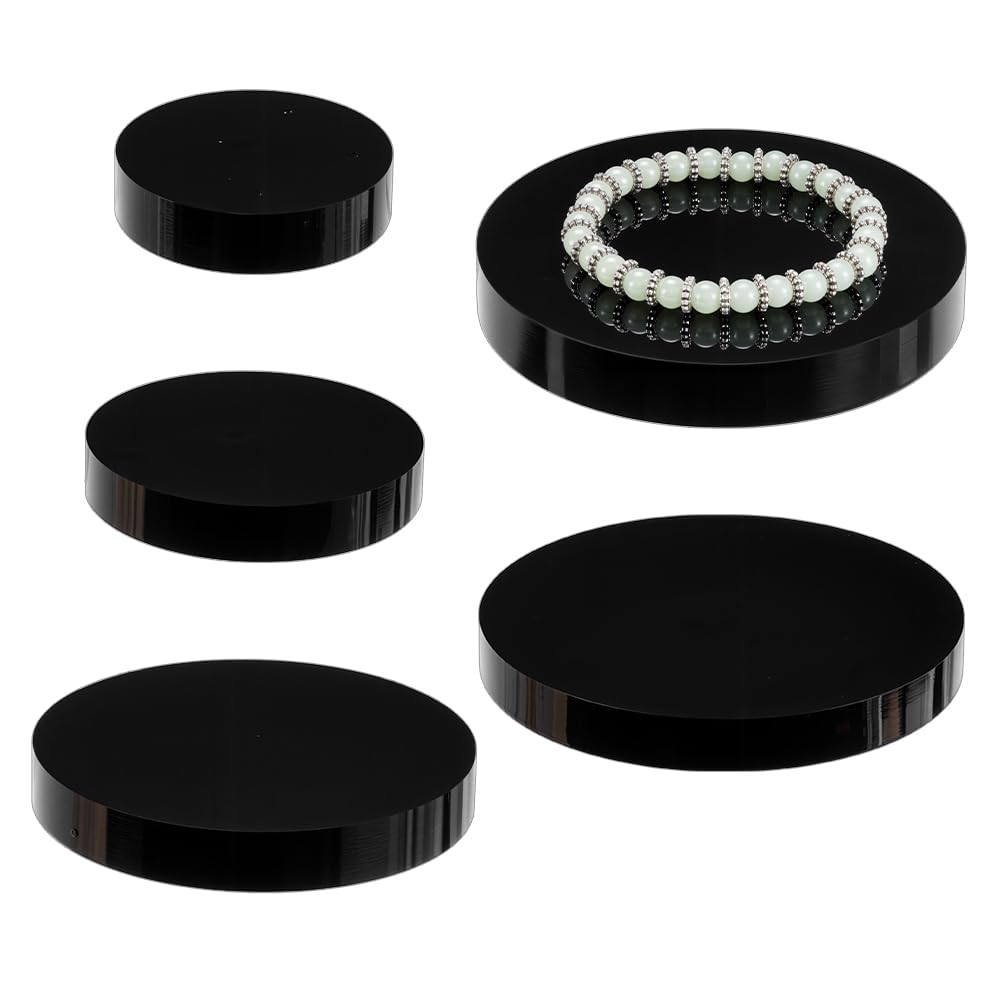 4 Blocs D'affichage En Acrylique Noir - Cylindres Ronds De 60, 81, 100 Et 120 Mm | Pour Bijoux, Pierres, Cosmétiques