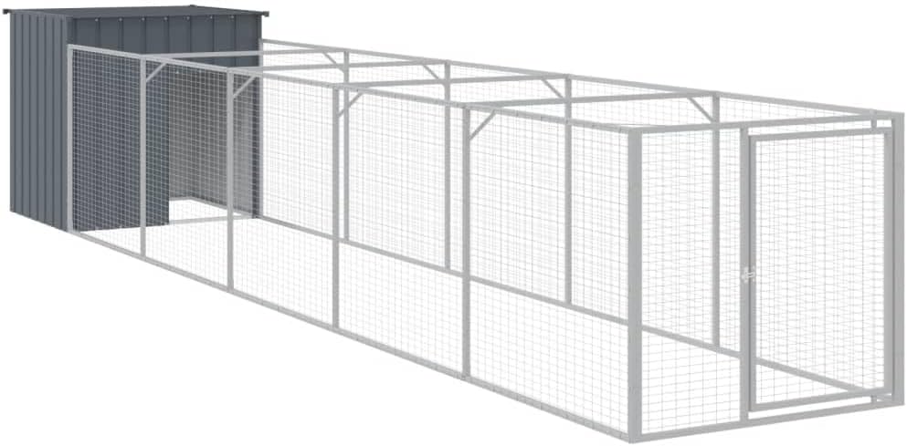 vidaXL Dog House Anthracite Galvanized Steel 43.3 in x 79.1 in x 43.3 in