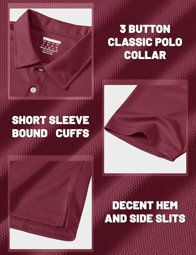 Image of MAGCOMSEN Men's Polo Shirts 3 Buttons Casual Work T Shirts Quick Dry Short Sleeve Golf Shirt Pique Jersey Outdoor Performance