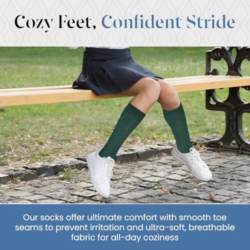 Girls School Knee High Uniform Socks – 3 Pairs - Classic Cable Knit Acrylic Sock - Seamless, Soft & Comfortable Long Socks2
