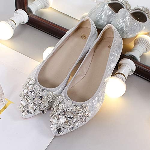 Lauthen.S Women Foldable Ballet Flats, Pointed Toe Wedding Rhinestone Slip on Flat Shoes - Image 3