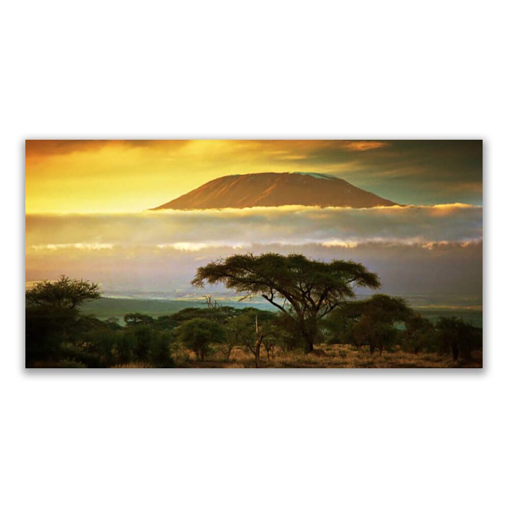 Tableau sur toile 120x60cm arbre et montagnes nature pour décoration