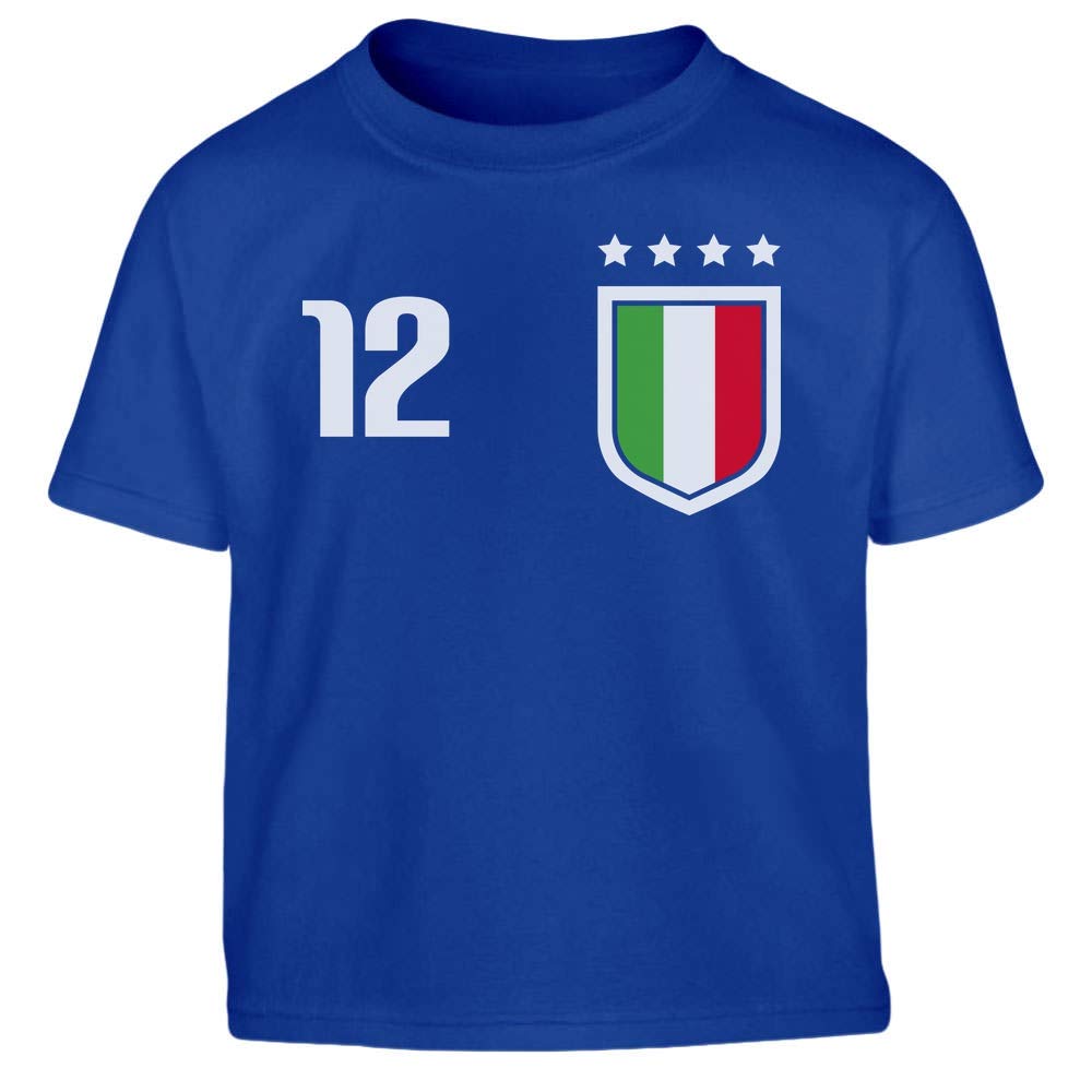 Nazionale di Calcio Italiana - Italia Squadra Azzurra Maglietta T-Shirt  Bambino 1-2 Anni Blu : Amazon.it: Sport e tempo libero