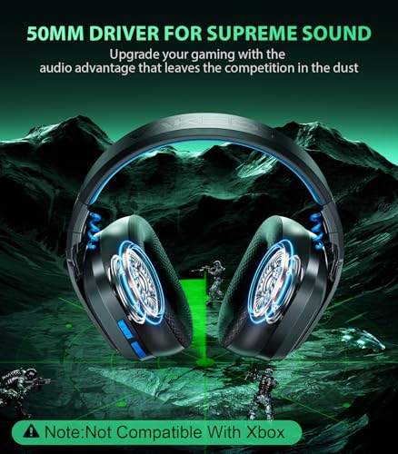 Image of Vakedy Wireless Gaming Headset for PS5,PS4,PC,Switch, 2.4GHz USB & BT 5.4 | Noise Canceling Mic, Lossless Audio-50H Batt, Works with PS4, Mac & Mobile, Ideal for Fortnite & Call of Duty & RGB