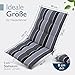 Beautissu 4er Set Premium Niedriglehner Auflage Gartenstuhl 100x50cm Sun-NL – 8cm Dick Polster Gartenstuhlauflage rutschfest Befestigungsbänder UV-Lichtechtheit 5 – Robust Stoff Anthrazit Gestreift