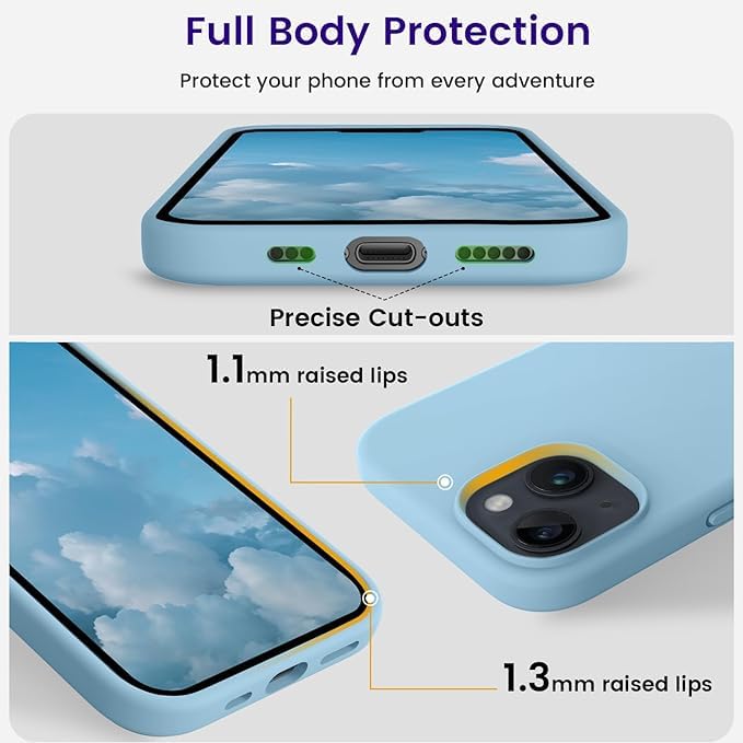 Image of MIDOS Back Cover Compatible with iPhone 15 Case Liquid Silicone Full Protection Shock Proof Back Cover for iPhone 15 (Syria Blue)