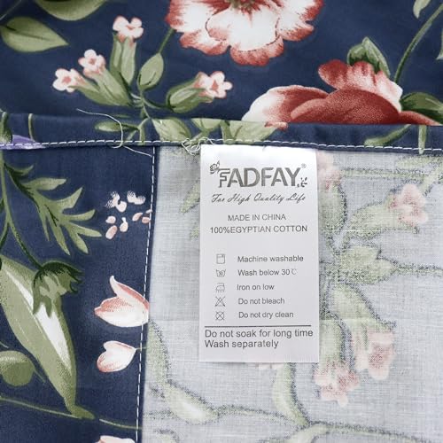 Image of FADFAY Sheets Set King Vintage Dark Blue Floral Bedding Shabby Peony Floral Sheets Navy French Country Farmhouse Bedding 800 Thread Count 100% Egyptian Cotton Deep Pocket Fitted Sheet 4Pcs, King Size