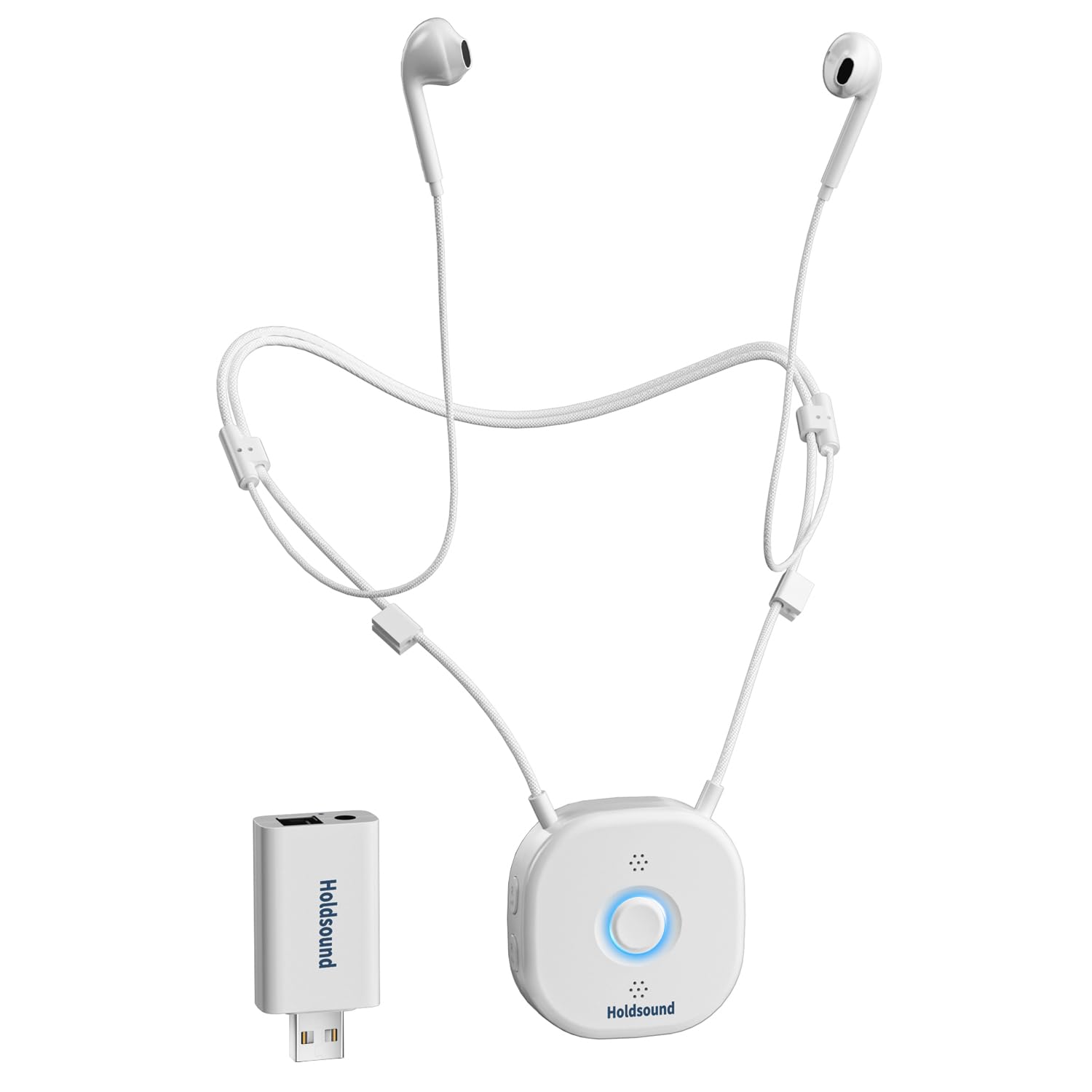 Holdsound Funkkopfhörer Kabellos für TV, Kopfhörer für Fernseher mit USB-Sender, Einfache Einrichtung für Senioren, Keine Verzögerung, 30 Meter Reichweite, 15 Std (Milchweiß)