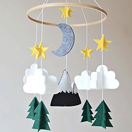 Baby Crib Mobile - Wooden Hanging Nursery Baby Mobile for Crib, Nursery Decor for Boys & Girls, Perfect Shower Gift (Starry Woodland Night, Long Evergreen) Also Fits Bassinets, Sorrel + Fern