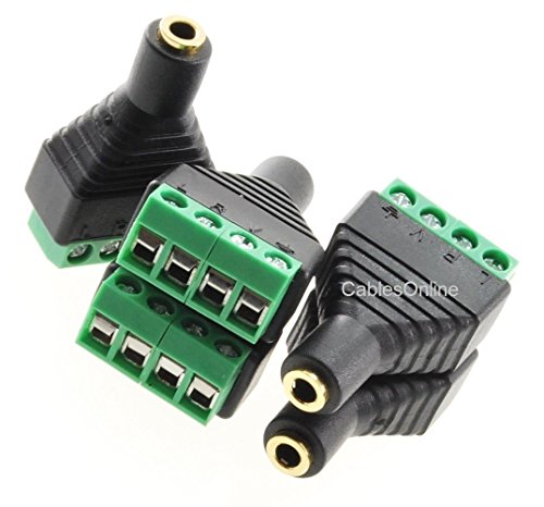 CablesOnline 5-Pack Jack 3.5mm Stereo TRRS hembra a bloque terminal miniatura 3