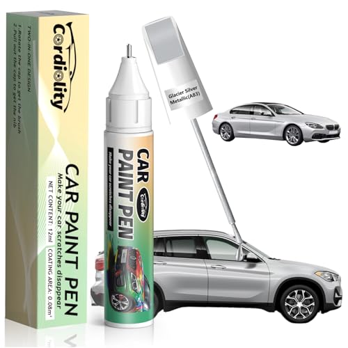 Image of A83 Glacier Silver Metallic Touch Up Paint for BMW, Color Accurate Car Paint Scratch Repair Pen, Quick & Easy Fix Automotive Chips and Nicks