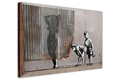 CANVAS IT UP Funny Banksy Prints ausgesetzt Kids gerahmtes Leinwandbild Room Art Wand Dekore New Dismaland Größe: 101,6 x 76,2 cm (101 x 76 cm)