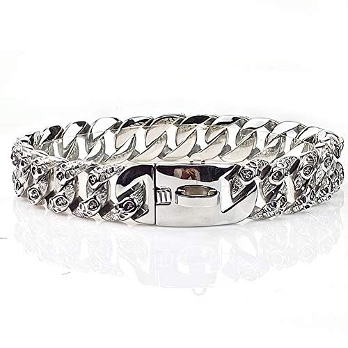 DUPFY 32MM Walking Dog Training Collar, Strong Stainless Steel Chain for Pitbull German Shepherd and Large Dogs 40CM