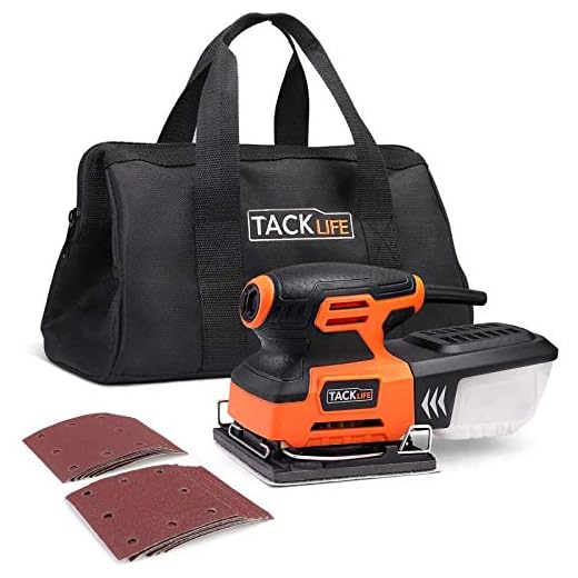 TACKLIFE 1/4 Sheet Sander, 2.2A Palm Sander with Copper Motor, 15,000 RPM, Dust-proof Switch, Soft Rubber Protection, Low Tremor for DIY Sanding PSS01A