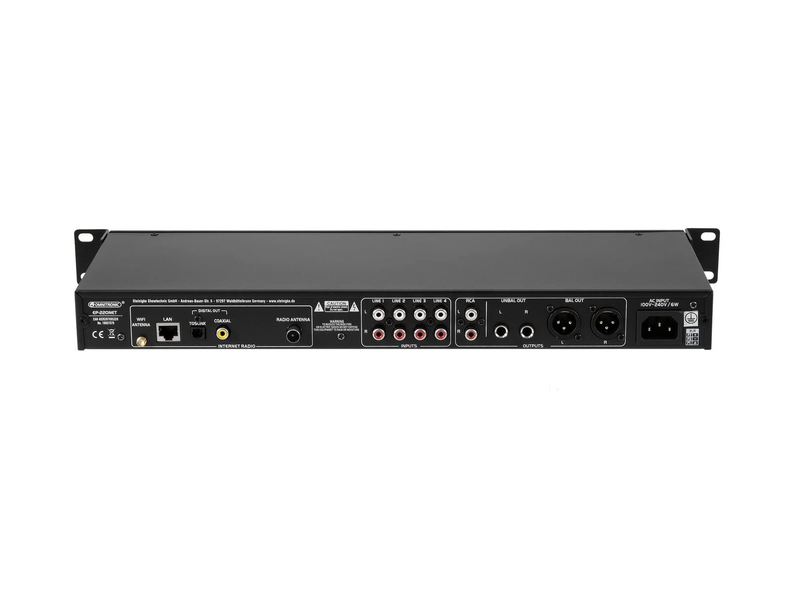 OMNITRONIC Préamplificateur ep-220net avec radio internet, dab+ et bluetooth