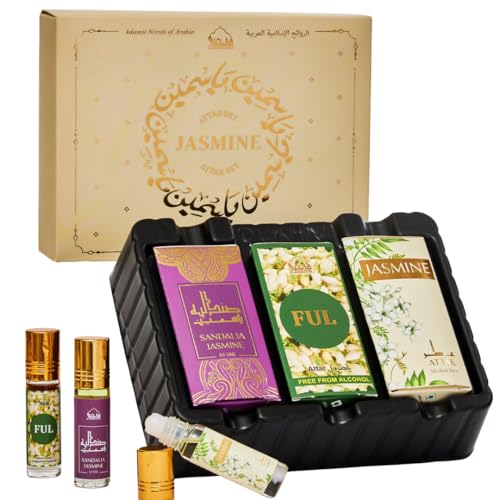 Image of Jasmine Attar Oil Set by Dukhni | Authentic Arabic Fragrance Oils | 100% Pure, Alcohol-Free Arabic Perfume Oil Blends for men & women | 6pc- 6ml each