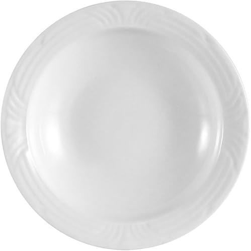 cac China Embossed Color Blanco tazón de porcelana para frutas