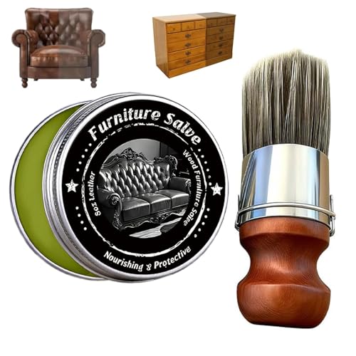 Leather & Furniture Repair Salve with Brush, Original Leathers Recoloring Balm Wood Cleaner, Wood Polish Wax, Household Upholstery Maintenance Kit for Home, Sofa, Car Seats