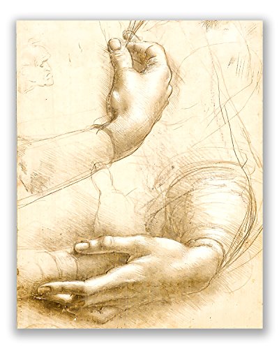 Leonardo Da Vinci Art Prints - Set Of 4 (8 Inches X 10 Inches) Wall Decor Photos - Vitruvian Man Drawing Sketch Renaissance Poster #TOP2