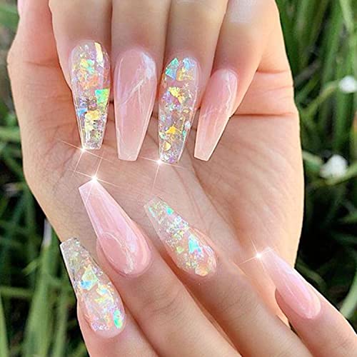 Iridescent Nail Art Glitter Sequins, Holographic 3D Ultra Thin Nail Art Glitter Flakes Designs, Heart Butterfly Round Star Acrylic Nails Supplies For Women Girls Manicure Decorations, Diy Nail Crafts #TOP1