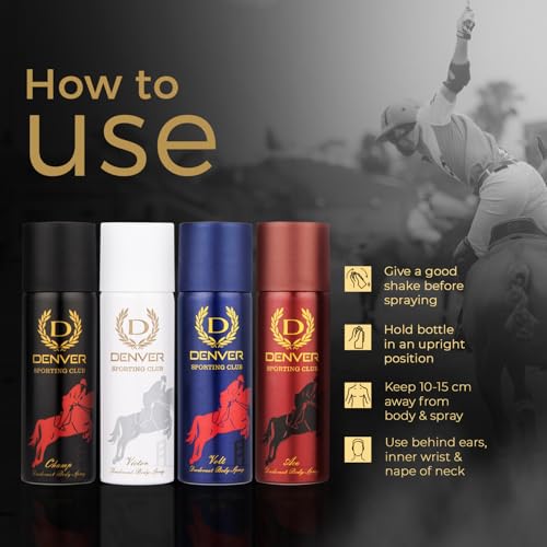 Image of DENVER SRK's Favourite Sporting Club Nano Deo | Long lasting Deodorant Spray (50ml x 4) Deodorant Spray - For Men
